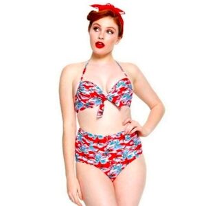 Hot Topic Disney Mulan Retro High Waisted Swim Bottoms 3